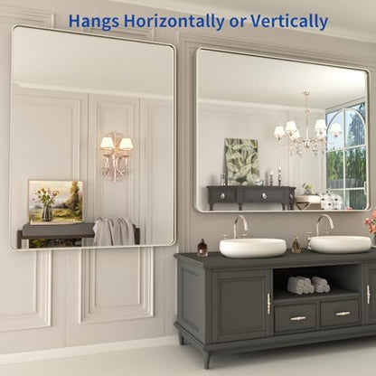 WEER Brushed Nickel Bathroom Vanity Mirror 48X36 Inch