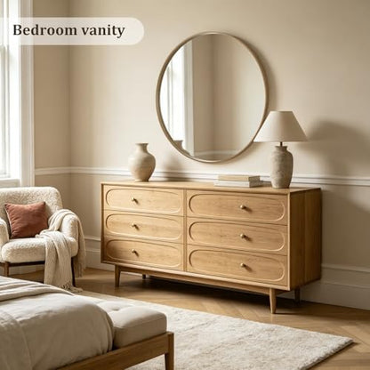 WallBeyond Round Wood Mirror, 40" Round Modern Decoration Large Circle Wall Mirror for Bathroom Living Room Bedroom Entryway, Honey