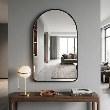 HARRITPURE 24"x36" Arched Bathroom Mirror Wall Mounted Black Arch Mirror