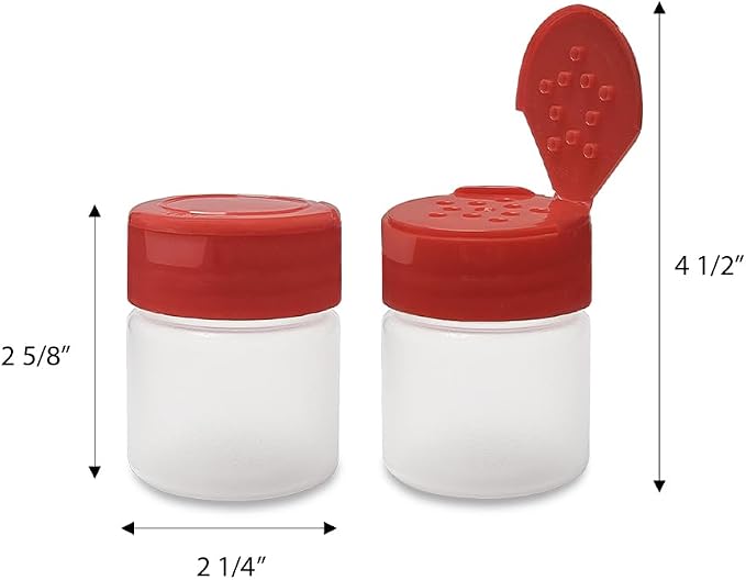 ljdeals 1 oz Plastic Spice Jars with Red Flip & Sift Caps – 12 Pack Empty Spice Bottles for Herbs, Seasonings, Powders, Camping, Travel, Kitchen, Restaurant Use – BPA-Free, Recyclable, Made in USA
