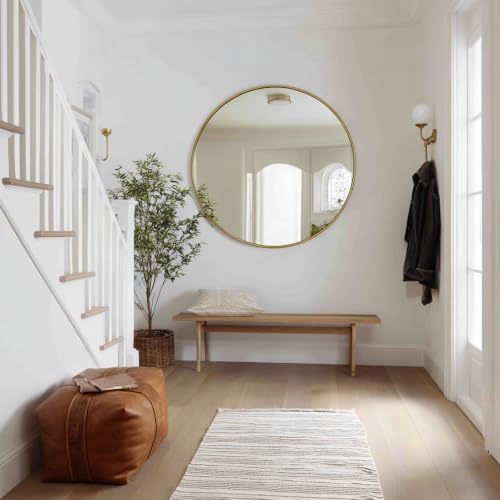 Sunniry Big Round Mirror 42 inch, Gold Bathroom Mirror, Brushed Metal Frame