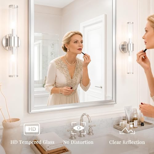 Brushed Nickel Bathroom Mirrors for Over Sink 30x40 Inch