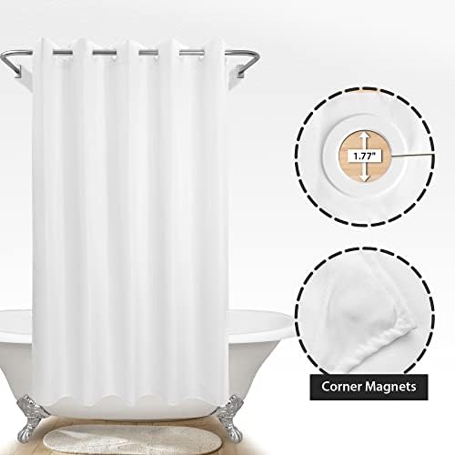 River Dream No Hook Long Shower Curtain or Liner Microfiber White, 71x80