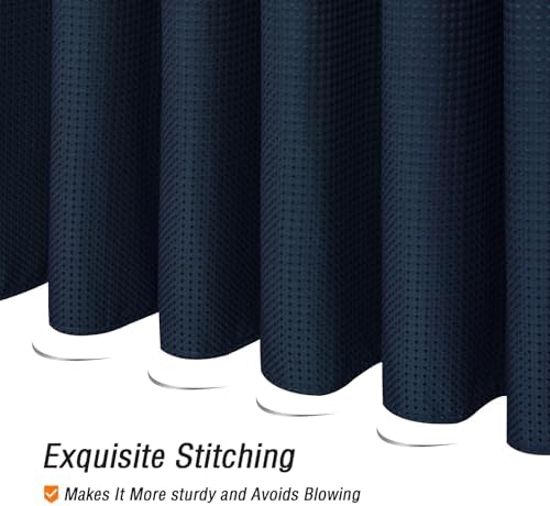Gibelle Navy Blue Cloth-Textured Shower Curtain, Hotel Style, 72 X 72