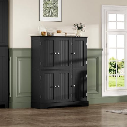 ChooChoo Bathroom Floor Cabinet with 6 Doors and Adjustable Shelves