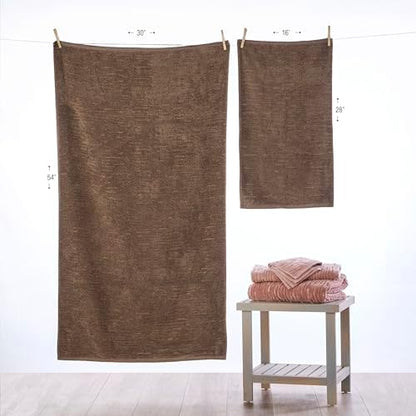 SKL Home CloudSoft Bath Towel, 100% Cotton Luxury, Mink Brown
