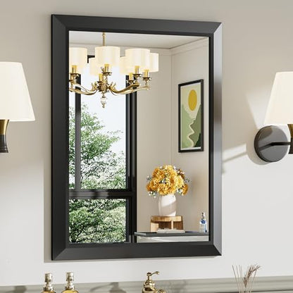 Briivue Black Metal Framed Bathroom Wall Mirror, 24x30 Inch