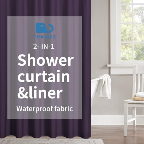 Waterproof Fabric Shower Curtain,No Liner Needed,72x72,Purple