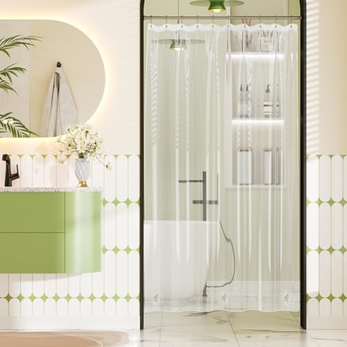 Bathway Shower Curtain Liner Clear Heavy Duty Shower Curtain Liner 60x72 Plastic Shower Liner PEVA Waterproof Shower Curtain Liner Thick for Bathroom with 3 Big Stones and 10 Rustproof Grommets