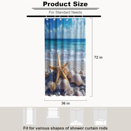 Modern Cute Beach Shower Curtain Tropical Coastal Kids Summer Seashell