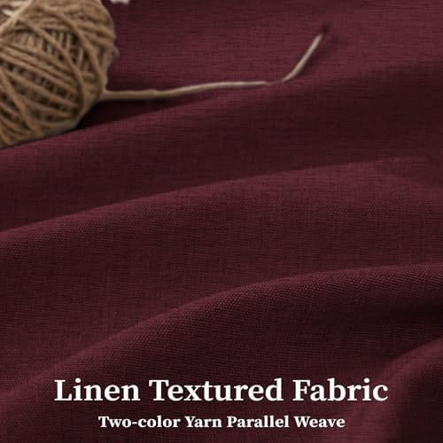 BTTN Extra Long Scalloped Linen Textured Shower Curtain, 72x96, Burgundy