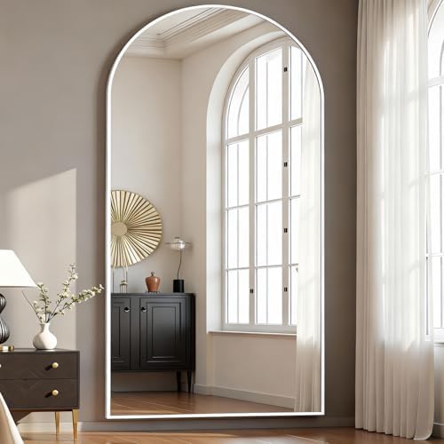 Dewfig Arched Full Length Mirror, 77"x38" Large Floor Mirror, White