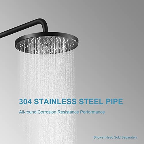 OFFO Shower Arm with Flange, 16 in Wall Mount Replacement Angle Shower Head Arm Wall-Mounted For Fixed Shower Head & Handheld Showerhead, Matte Black