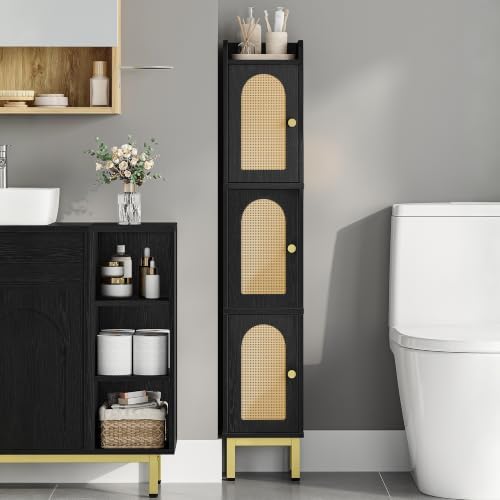Hzuaneri Slim Bathroom Storage Cabinet, Narrow Bathroom Organizers,3 Doors