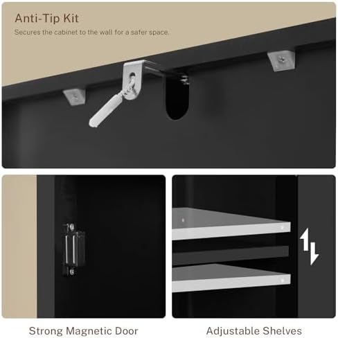 TEENFON Tall Bathroom Cabinet, Storage Cabinet with 6 Shelves & Drawer