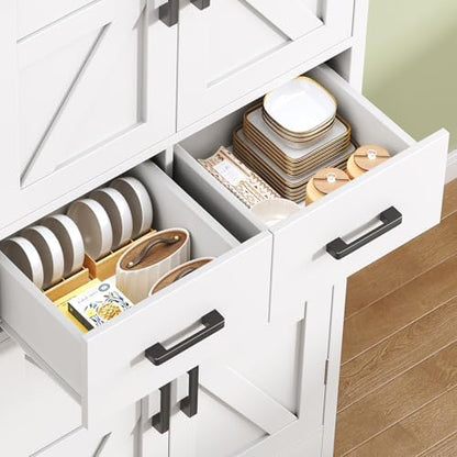 Pantry Cabinet with 4 Doors, Kitchen Storage Cabinet with Door Shelves,