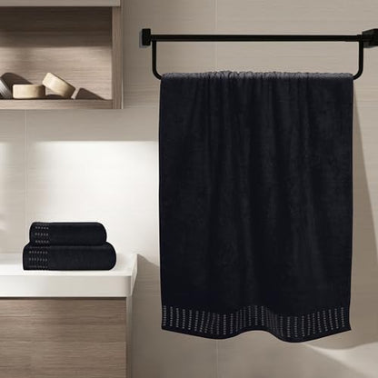 BELIZZI HOME Ultra Soft 3 Pack Cotton Towel Set, Contains a Bath Towels 28x55 inch, a Hand Towels 16x24 inch & a Wash Cloths 12x12 inch, Ideal Everyday use, Compact & Lightweight - Black