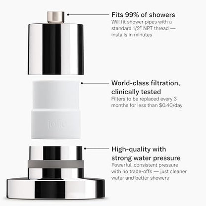 Jolie Filtered Showerhead, High Pressure Shower Filter, Jet Black