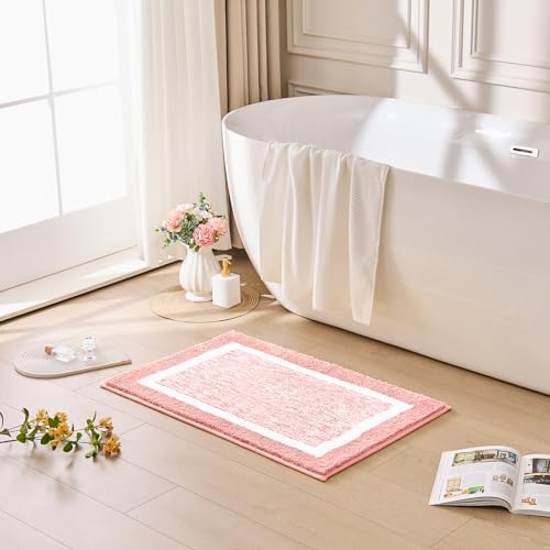 CozeCube Blossom Pink Bath Mat 47"x24" Non Slip Washable Rug