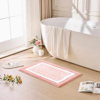 CozeCube Blossom Pink Bath Mat 47"x24" Non Slip Washable Rug