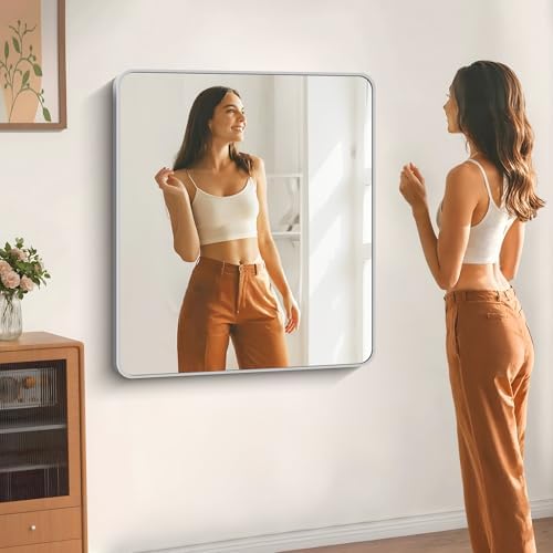 DESBING 40" x 36"Bathroom Mirror, Silver Wall Mirror with Metal Frame, Decorative Rectangular Vanity Mirror for Bedroom Bathroom Living Room Entryway (Horizontal/Vertical)
