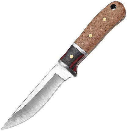 Two 3-Inch Super Sharp Knife with PU Protective Sleeve,High Carbon Steel Durable Portable Wooden Handle Knife for Outdoor,Picnics,Kitchen Cooking(Meat,Fruits,Vegetables,Seafood)