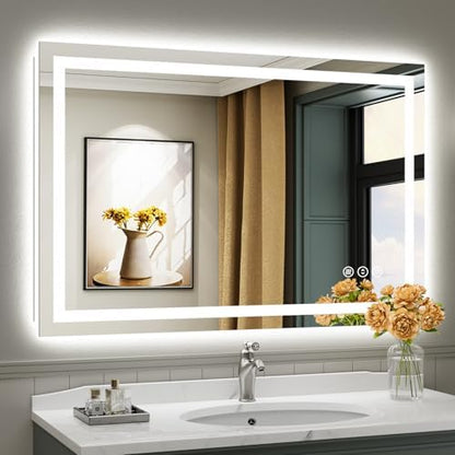 Briivue 48x32 Inch LED Bathroom Mirror with Lights, Backlit & Front Lit