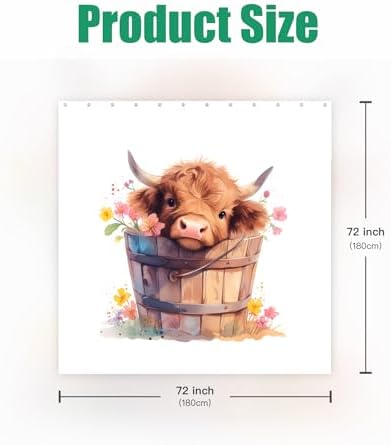 Bathroom Shower Curtain Cute Cortinas para Baño 72 x 72, Cow