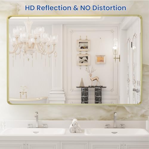 WEER Gold Bathroom Vanity Mirror 48X32 Inch