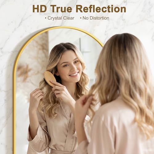 FGU Arched Bathroom Mirror for Over Sink 2 Pack 38"x26" Gold Vanity Mirror