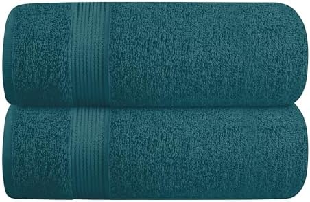 Belizzi Home Cotton 2 Pack Oversized Bath Towel Set 28x55 inches, Large Bath Towels, Ultra Absorbant Compact Quickdry & Lightweight Towel, Ideal for Gym Travel Camp Pool - Teal
