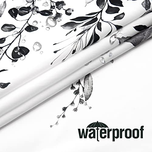 Gibelle Black Eucalyptus Shower Curtain, Watercolor Floral Print, 72x90