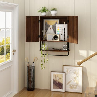 RUSTOWN Fluted Bathroom Wall Cabinet with 2 Doors, 3-Tier Medicine Cabinet