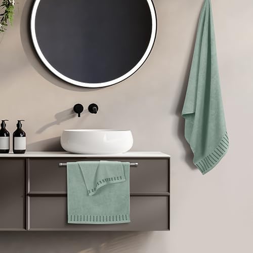 BELIZZI HOME Ultra Soft 3 Pack Cotton Towel Set, Contains a Bath Towels 28x55 inch, a Hand Towels 16x24 inch & a Wash Cloths 12x12 inch, Ideal Everyday use, Compact & Lightweight - Jade