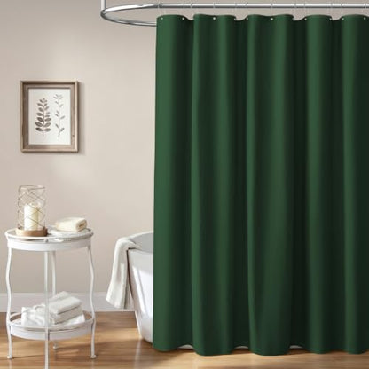 BTTN Emerald Green Linen Textured Waterproof Fabric Shower Curtain, 72x72