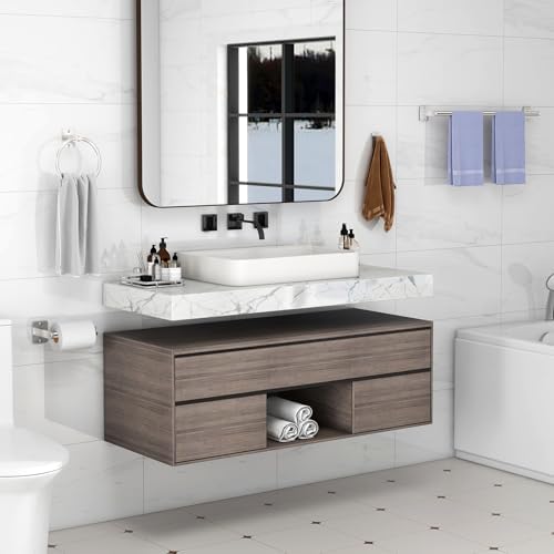 KLJKPA 10-Piece Brushed Nickel Bathroom Hardware Set, 24 inch Towel Bar