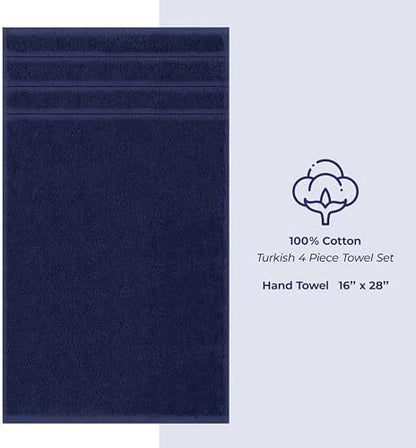 American Soft Linen 100% Cotton Luxury Turkish Towels, 4 PC Hand Towel Set