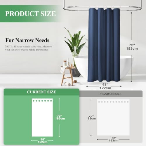 Dynamene Stall Waffle Shower Curtain 256 GSM Heavy Fabric 48x72 Navy Blue