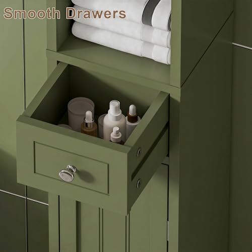 ChooChoo Narrow Bathroom Storage Cabinet with Adjustable Shelves and Drawer