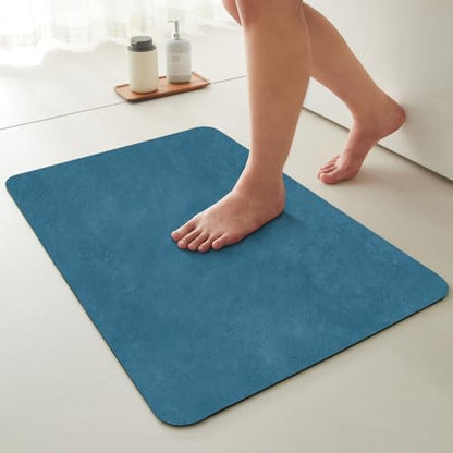 TYUU Thin Bath Mat, Bathroom Rugs Non Slip Washable, 24x48 Denim Blue