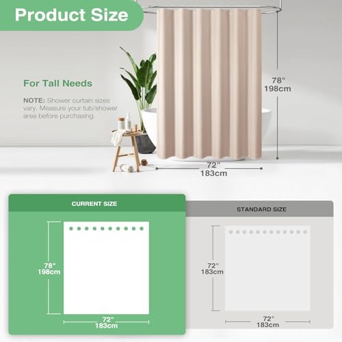 Dynamene Long Waffle Shower Curtain 256 GSM Heavy Fabric 72x78 Blush Pink