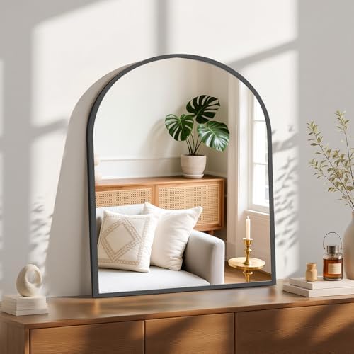Sweetcrispy 31x32 Bathroom Mirrors for Wall, Arched Mirror for Over Sink