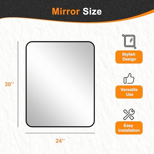 Delma Bathroom Vanity Mirror, Black Framed Mirror for Over Sink, 30x24