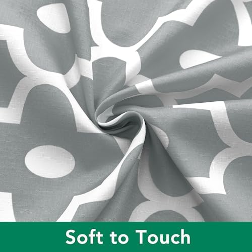Fabric Modern Extra Long Shower Curtains for Bathroom-Silver Grey & White