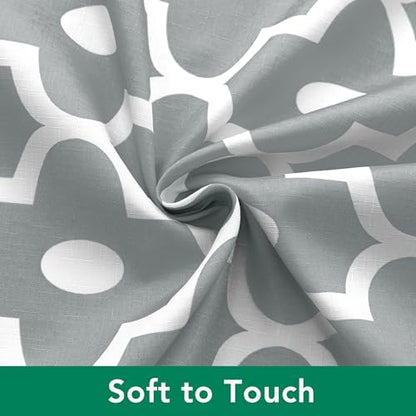 Fabric Modern Extra Long Shower Curtains for Bathroom-Silver Grey & White