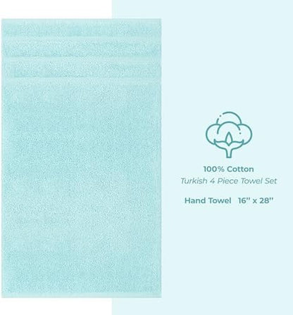 American Soft Linen 100% Cotton Luxury Turkish Towels, 4 PC Hand Towel Set