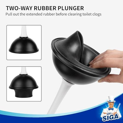 MR.SIGA Toilet Plunger and Bowl Brush Combo for Bathroom Cleaning, White