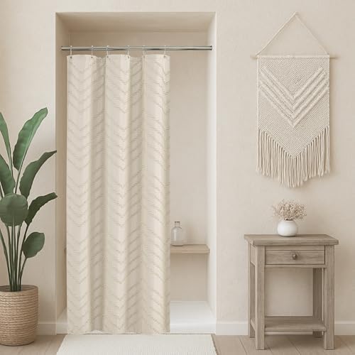 Beige Boho Fabric Shower Curtain 36 x 72 Inches