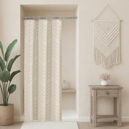 Beige Boho Fabric Shower Curtain 36 x 72 Inches