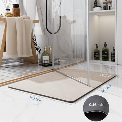 Diatomaceous Earth Bath Mat Stone Bath Mats for Bathroom,15.7"x23.6",Taupe